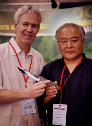 Spencer Frazer of SOG Knives and Mikuo Matsuda of Kiku Knives holding the SOG Kiku