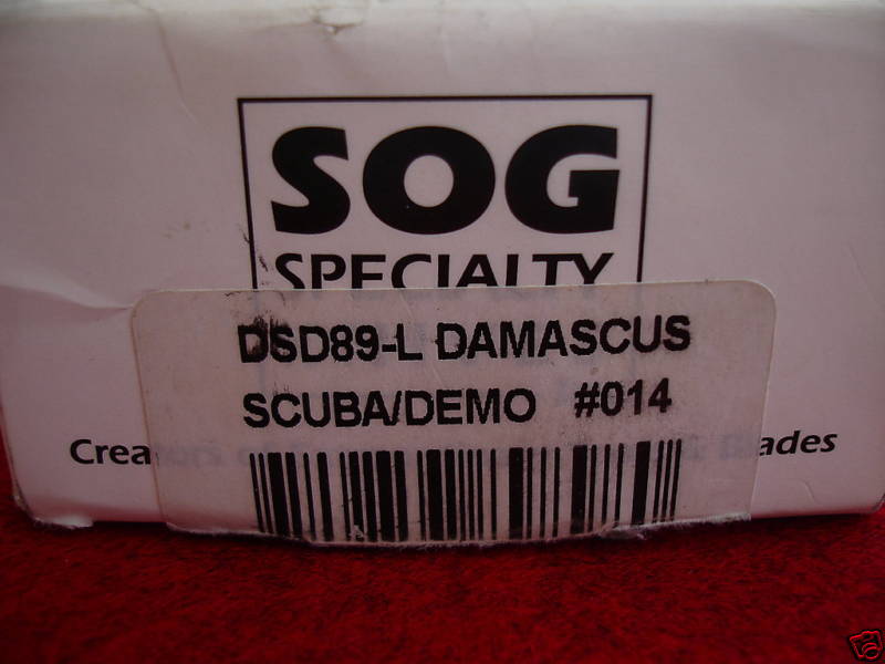 SOG SCUBA/Demo Damascus box label (Photo:"osprey888" - ebay)