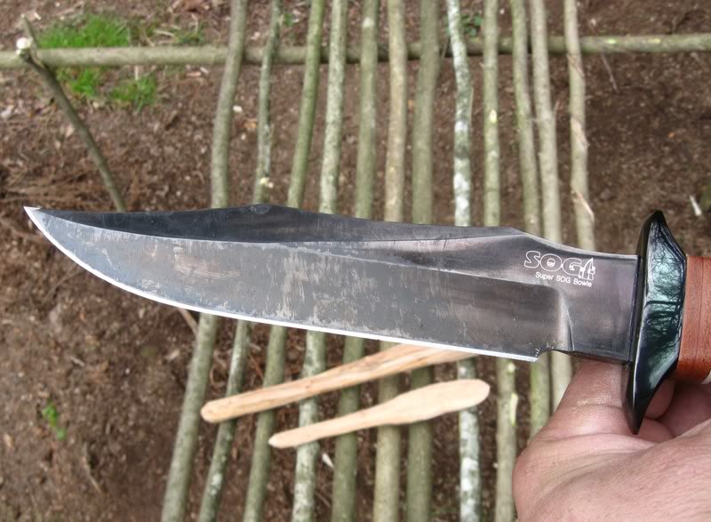 Effect on Super SOG Bowie's coating after all the work (Photo:"mistwalker" - bladeforums)
